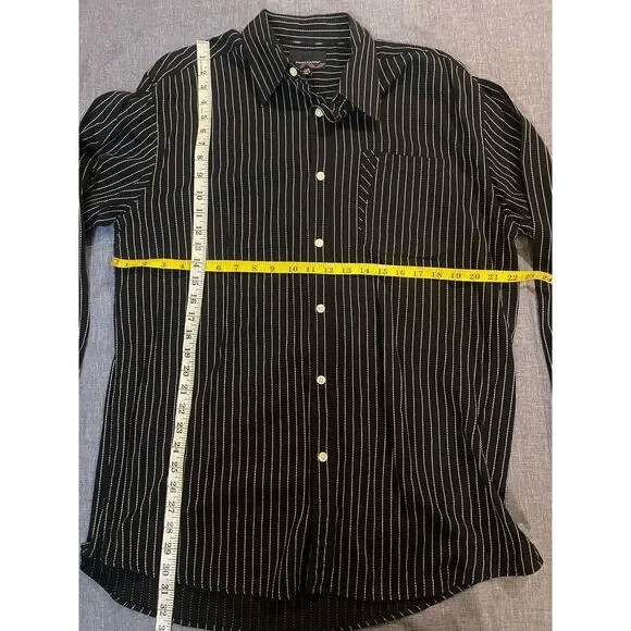 Phat Farm‎ Shirt Men's Large L Black White Pin Striped Button Up Long Sleeve VTG - Picture 9 of 11